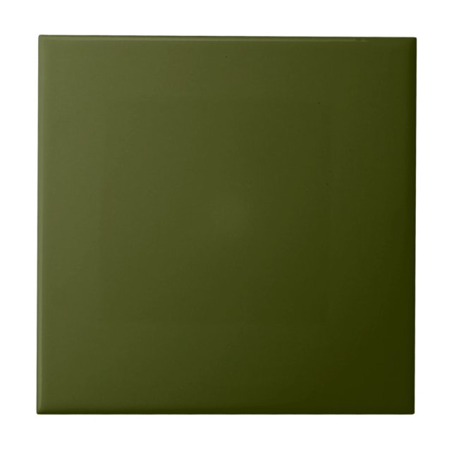 Dark olive green solid colour ceramic tile (Front)