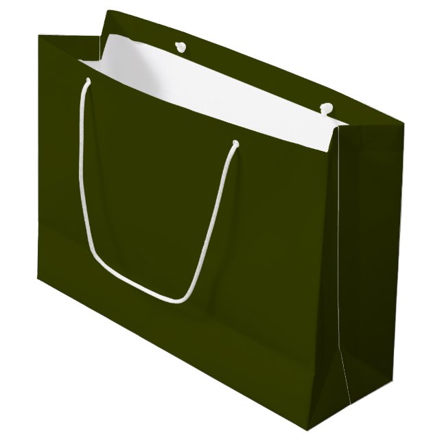 Dark olive green solid colour large gift bag (Front Angled)