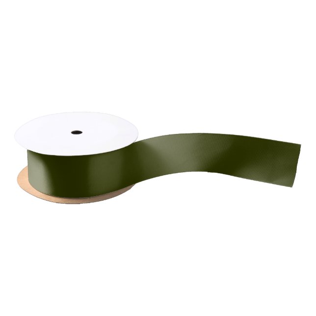 Dark olive green solid colour satin ribbon (Spool)