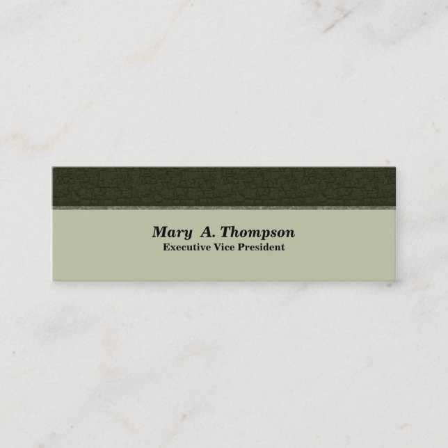 Dark Olive Green Texture Mini Business Card (Front)