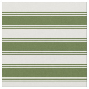 Dark Olive Green & White Coloured Lines Pattern Fabric