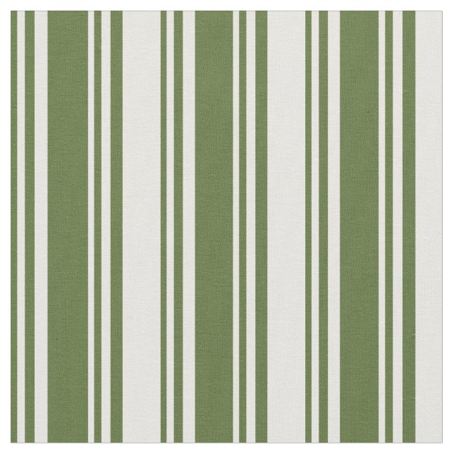 Dark Olive Green & White Coloured Stripes Fabric (Close Up)