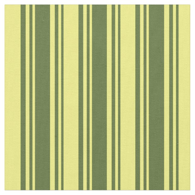 Dark Olive Green & Yellow Coloured Stripes Fabric (Close Up)