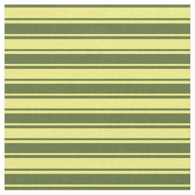 Dark Olive Green & Yellow Stripes Pattern Fabric (Close Up)