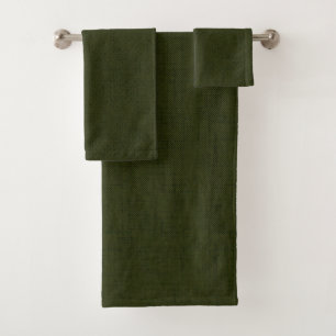 Dark olive textured  bath towel set