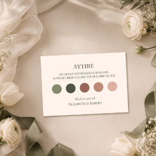Dark Olive Wedding Attire Guest Dress Code Card