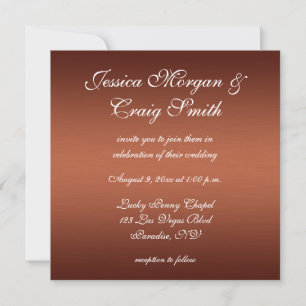 Dark Ombre Brushed Copper Wedding Invitation