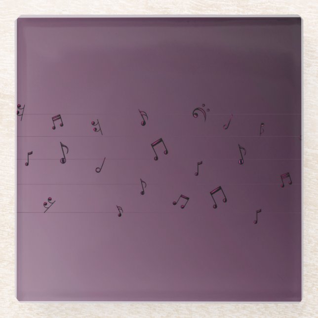 Dark Ombre Musical Notes  Glass Coaster (Front)