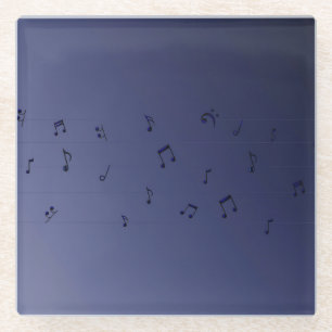 Dark Ombre Musical Notes Glass Coaster