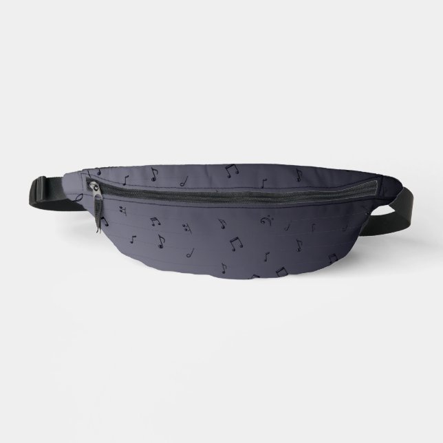 Dark Ombre Musical Notes  Gray  Bum Bags (Front)