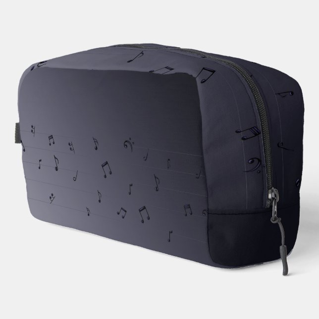 Dark Ombre Musical Notes  Gray Dopp Kit (Right Corner)