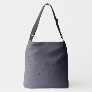 Dark Ombre Musical Notes Grey Crossbody Bag