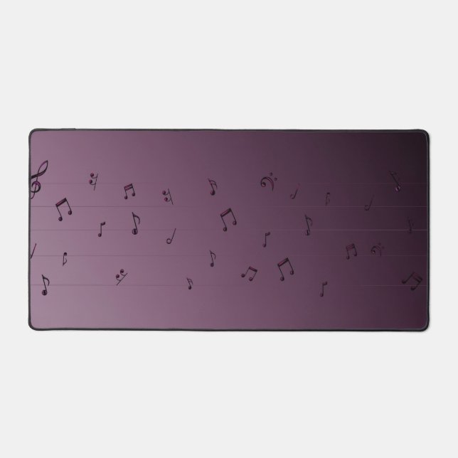 Dark Ombre Musical Notes Mauve  Desk Mat (Front)
