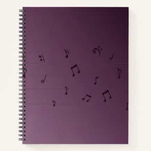 Dark Ombre Musical Notes Mauve Notebook