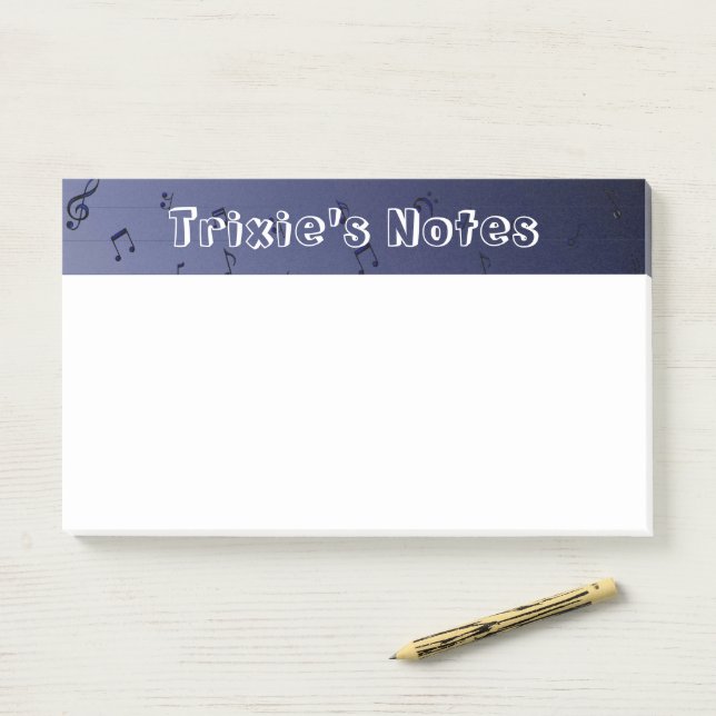Dark Ombre Musical Notes Navy  (On Desk)