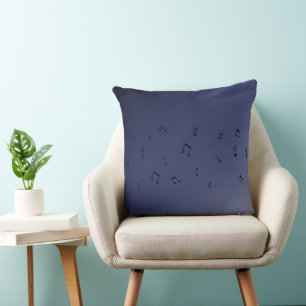 Dark Ombre Musical Notes Navy Cushion
