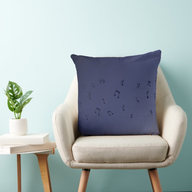 Dark Ombre Musical Notes Navy Cushion (Chair)