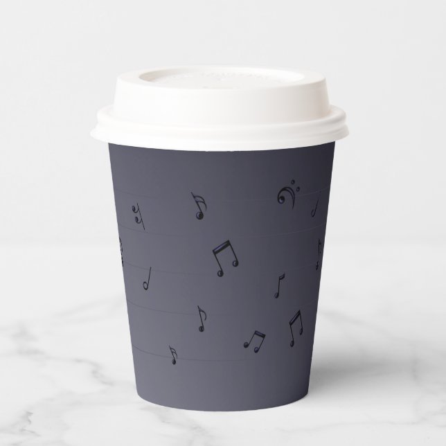 Dark Ombre Musical Notes  Paper Cups (Left)