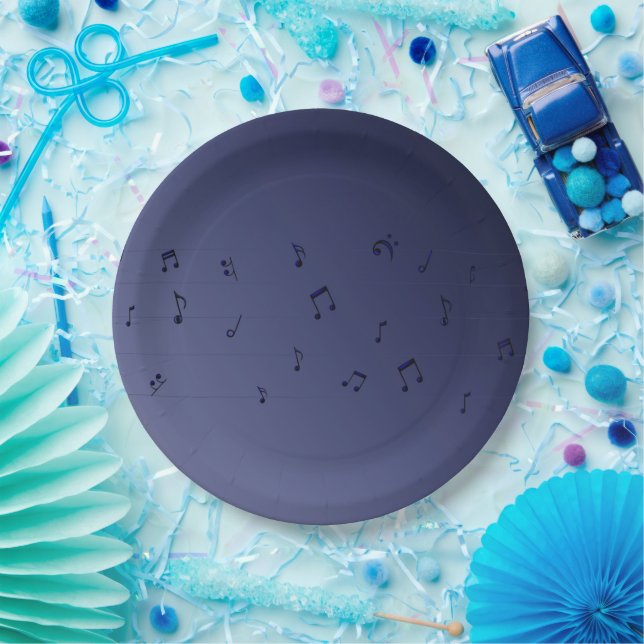 Dark Ombre Musical Notes  Paper Plate (Party)