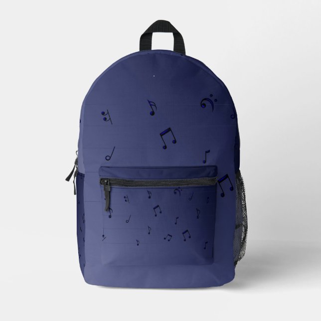  Dark Ombre Musical Notes  Printed Backpack (Front)