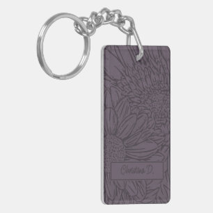 Dark on Dusty Plum Chrysanthemums with Photo Key Ring