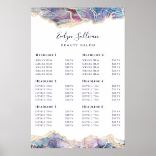 Dark Opal Design Price List Poster