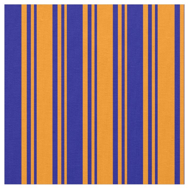 Dark Orange and Dark Blue Coloured Striped Pattern Fabric (Close Up)
