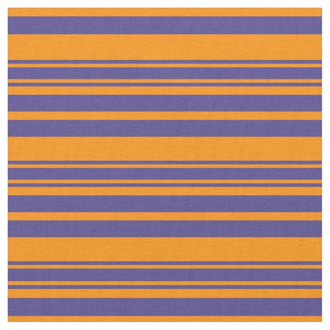 Dark Orange and Dark Slate Blue Lines Fabric (Close Up)