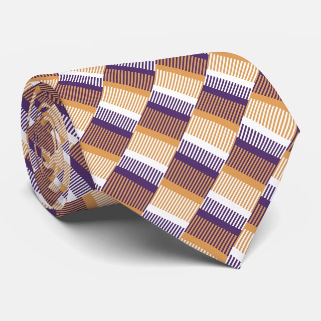 Dark Orange and Purple Stripes Tie (Rolled)