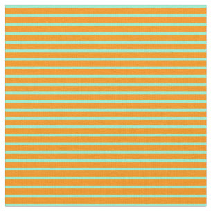 Dark Orange & Aquamarine Coloured Stripes Fabric