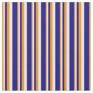 Dark Orange, Beige & Dark Blue Lines Fabric