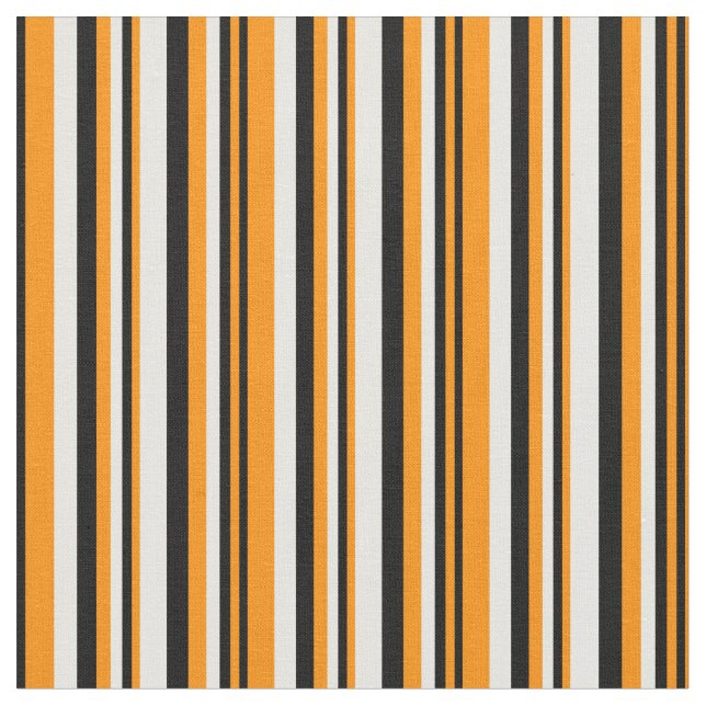 Dark Orange, Black & White Lined/Striped Pattern Fabric (Close Up)