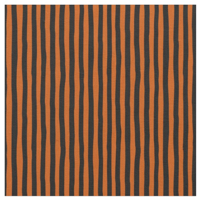 Dark Orange & Black Wonky Stripes Fabric (Close Up)