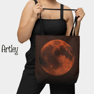 Dark Orange Copper Moon Graphic Tote Bag