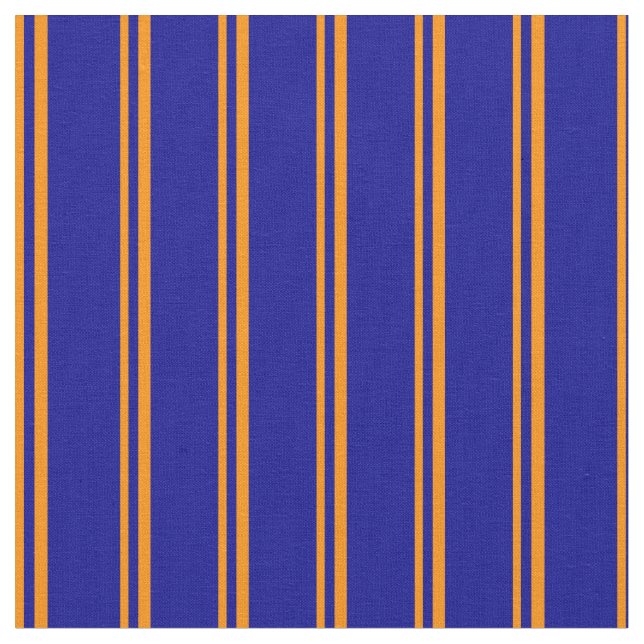 Dark Orange & Dark Blue Coloured Lines Fabric (Close Up)