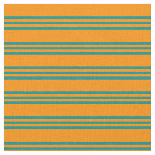 Dark Orange & Dark Cyan Striped/Lined Pattern Fabric