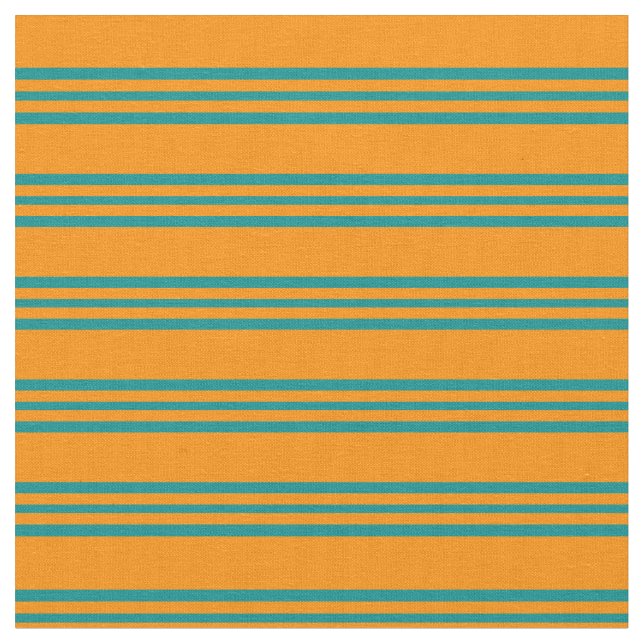 Dark Orange & Dark Cyan Striped/Lined Pattern Fabric (Close Up)
