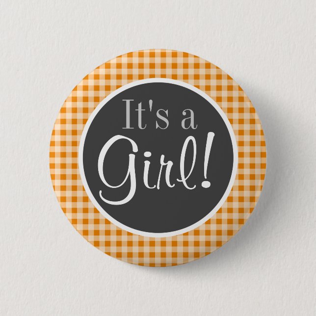 Dark Orange Gingham 6 Cm Round Badge (Front)