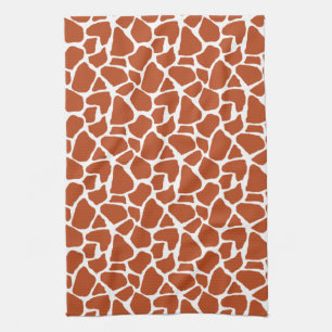 Dark Orange Giraffe Pattern Tea Towel