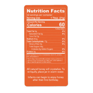 Dark Orange Honey Nutrition Facts Product