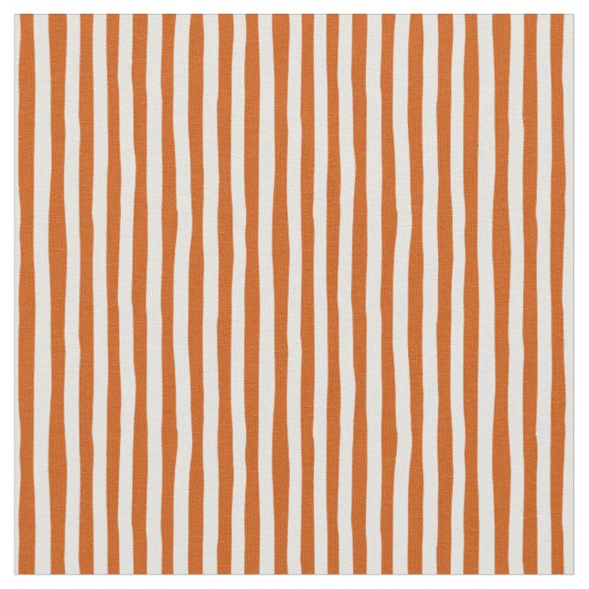 Dark Orange & Ivory Wonky Stripes Fabric (Close Up)