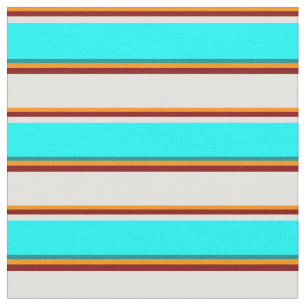 Dark Orange, Maroon, Light Yellow, Cyan, Dark Cyan Fabric