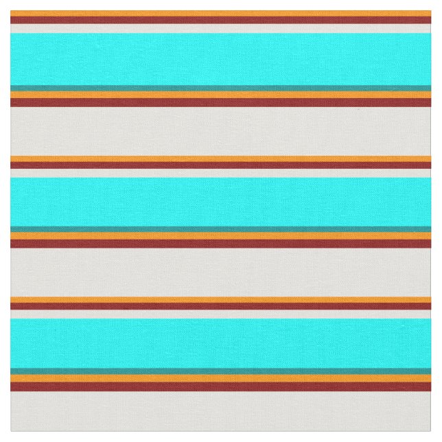 Dark Orange, Maroon, Light Yellow, Cyan, Dark Cyan Fabric (Close Up)