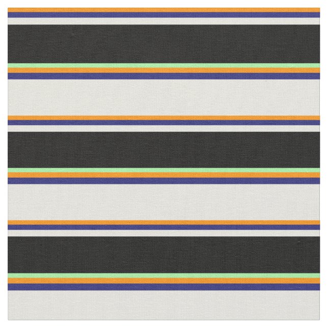 Dark Orange, Midnight Blue, Beige, Black & Green Fabric (Close Up)