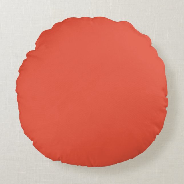 Dark Orange solid plain  Round Cushion (Front)