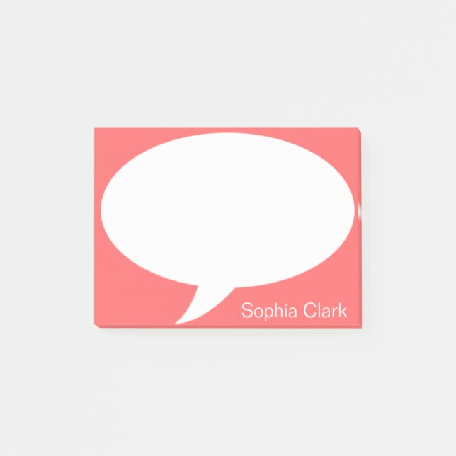 Dark Orange Talk Bubble Rounded Personalised Post-it Notes (Front)