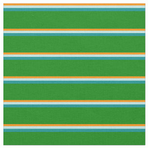 Dark Orange, Turquoise, Dark Cyan & Green Pattern Fabric