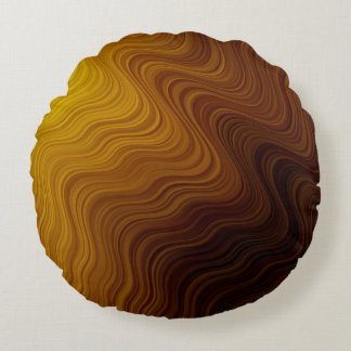 Dark Orange with curves. Colourful abstract illust Round Cushion