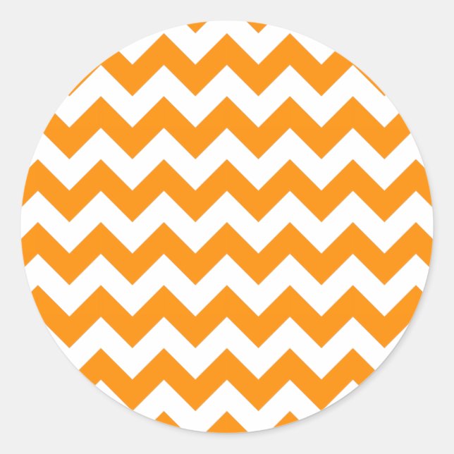 Dark Orange Zigzag Classic Round Sticker (Front)