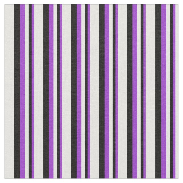 Dark Orchid, Black, and White Coloured Pattern Fabric (Close Up)